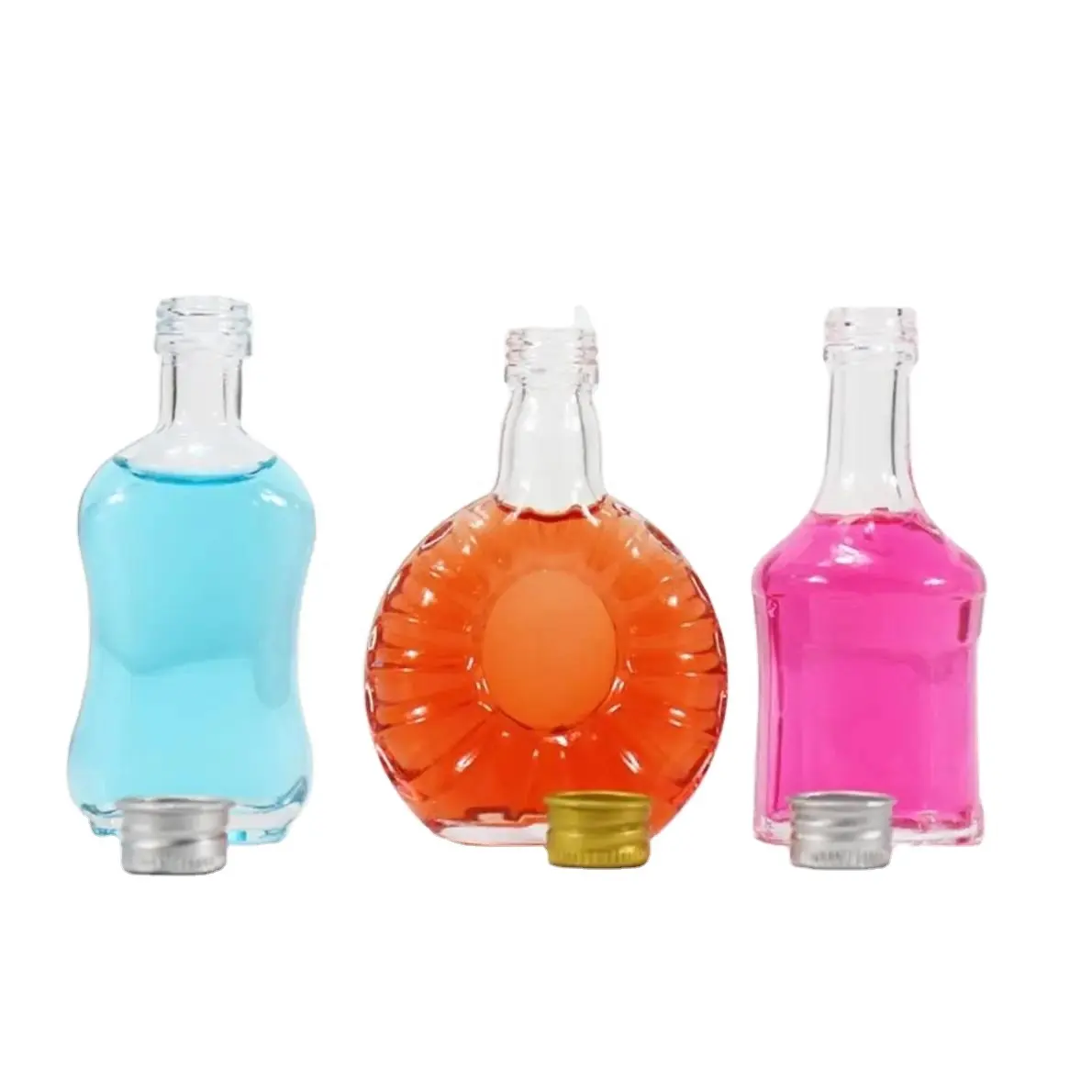 Mini màu xo Brandy Glass Wine Bottle rõ ràng nước trái cây nước giải khát uống cà phê sữa Trà Vodka whiksy chai thủy tinh