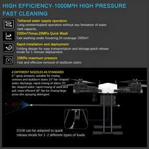 Hot Sale <span class=keywords><strong>Large</strong></span> Payload Painel Solar de Limpeza Drone Dual <span class=keywords><strong>Camera</strong></span> para High Building Roof Window Remote Controlled 15km Image