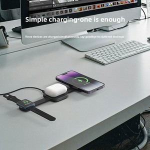 Apple manyetik kablosuz şarj 3 in 1 kablosuz şarj istasyonu için kompakt uygun 3-in-1 2025 15W - Product Image 4