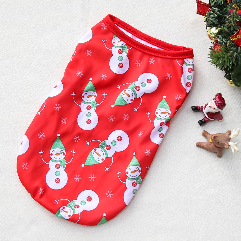 Gilet de Noël avec fond rouge et bonhomme de neige vert