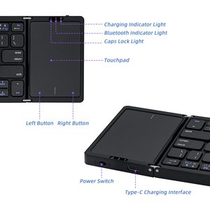 Teclado bluetooth comercial para macbook, teclado bluetooth com touchpad fino e dobrável europa b089