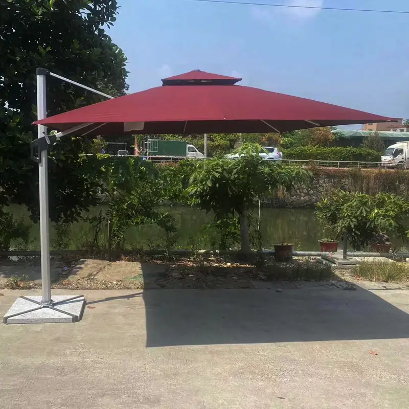 Tuoye Outdoor Patio Waterproof Polyester Parasol Waterproof aluminum Frame 3*3M Double Layer Roman Umbrella