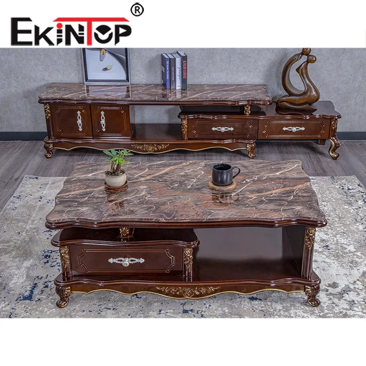 Ekintop Hot Verkoop Gratis Sample Massief Houten Salontafel Marmer Moderne Chinese Thee Tafel