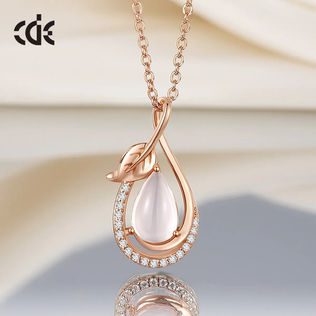 CDE YN1138 Design Patent Silver 925 gioielli collana di quarzo rosa naturale fai da te collana in argento Sterling placcato oro rosa con pietre preziose
