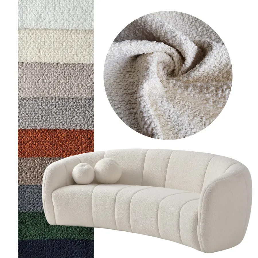 Tela decorativa personalizada al por mayor para el hogar, tela gruesa de poliéster para sofá, tela Boucle para sillón, tapicería de muebles