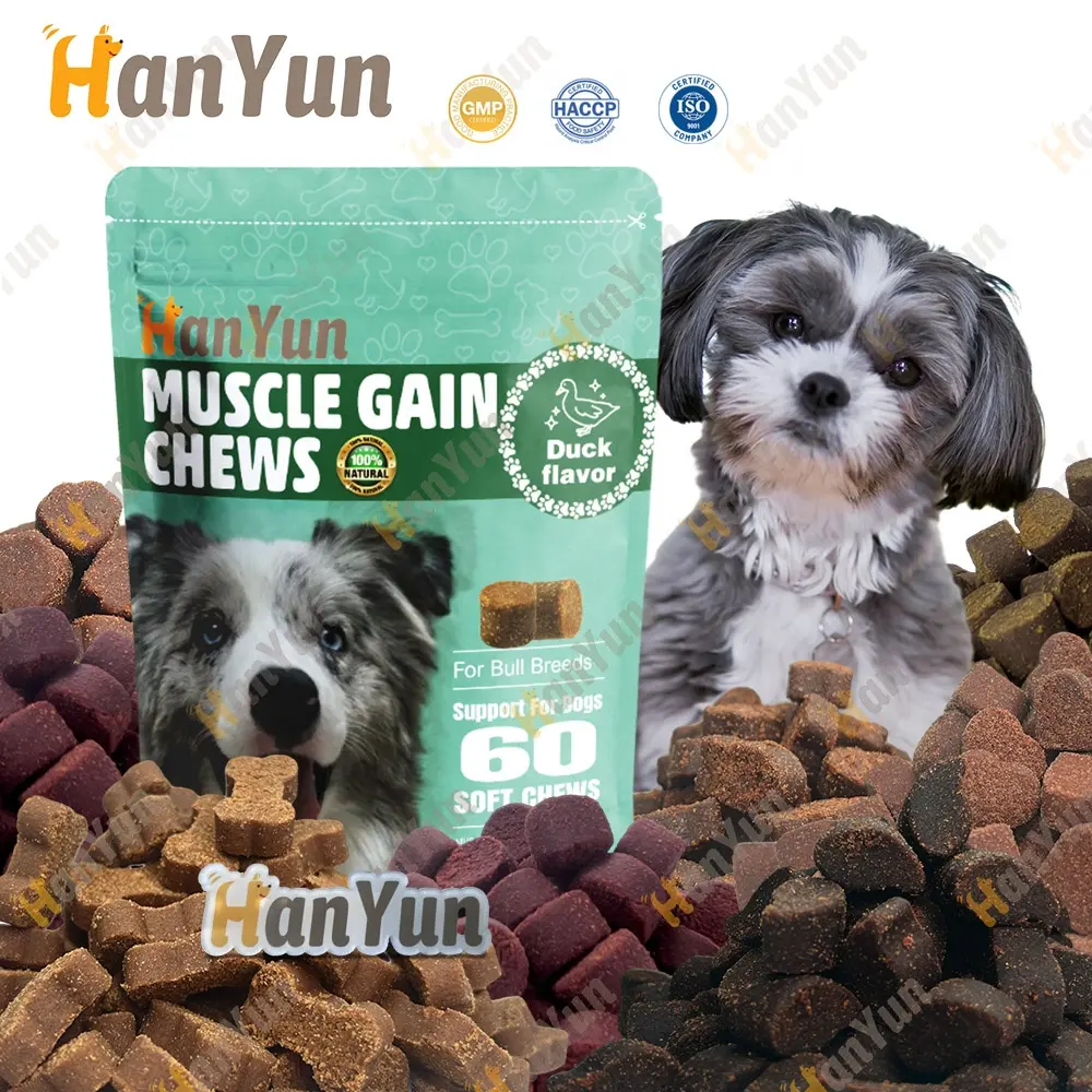 OEM/ODM Suplemento para mascotas Muscle Builder Chew para el crecimiento muscular de apoyo del perro, tamaño, definición y resistencia-Ganador de peso para perros