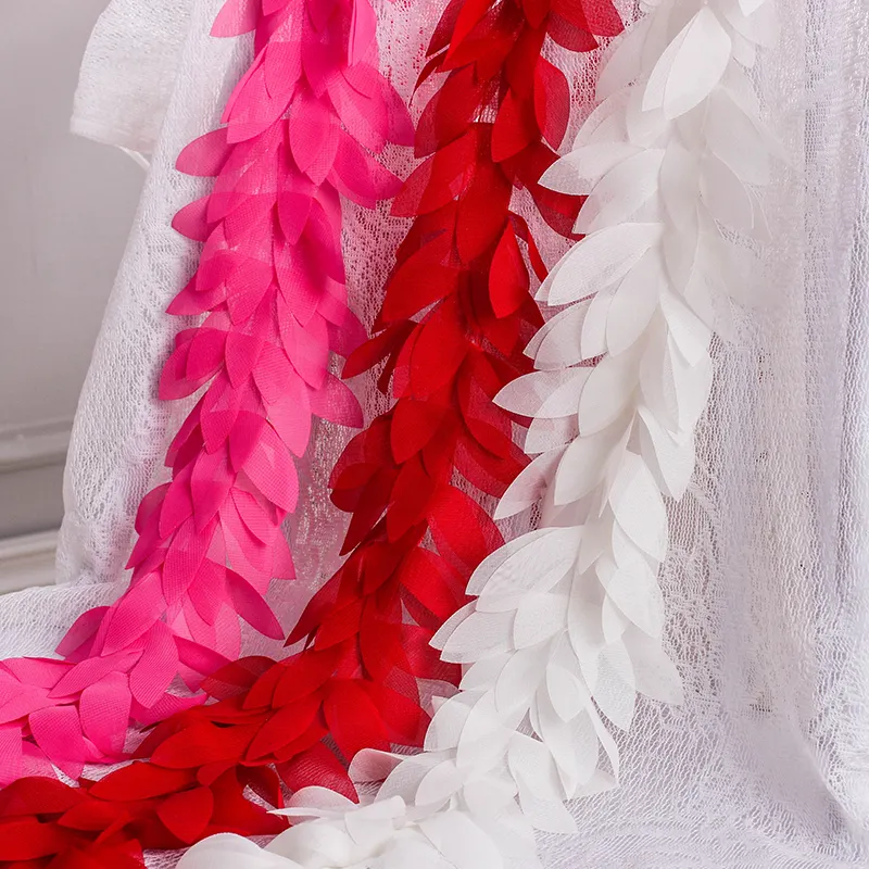Novo 12cm Chiffon Ribbon com borda folha plissada Lace para Swimwear Vestido Acessórios