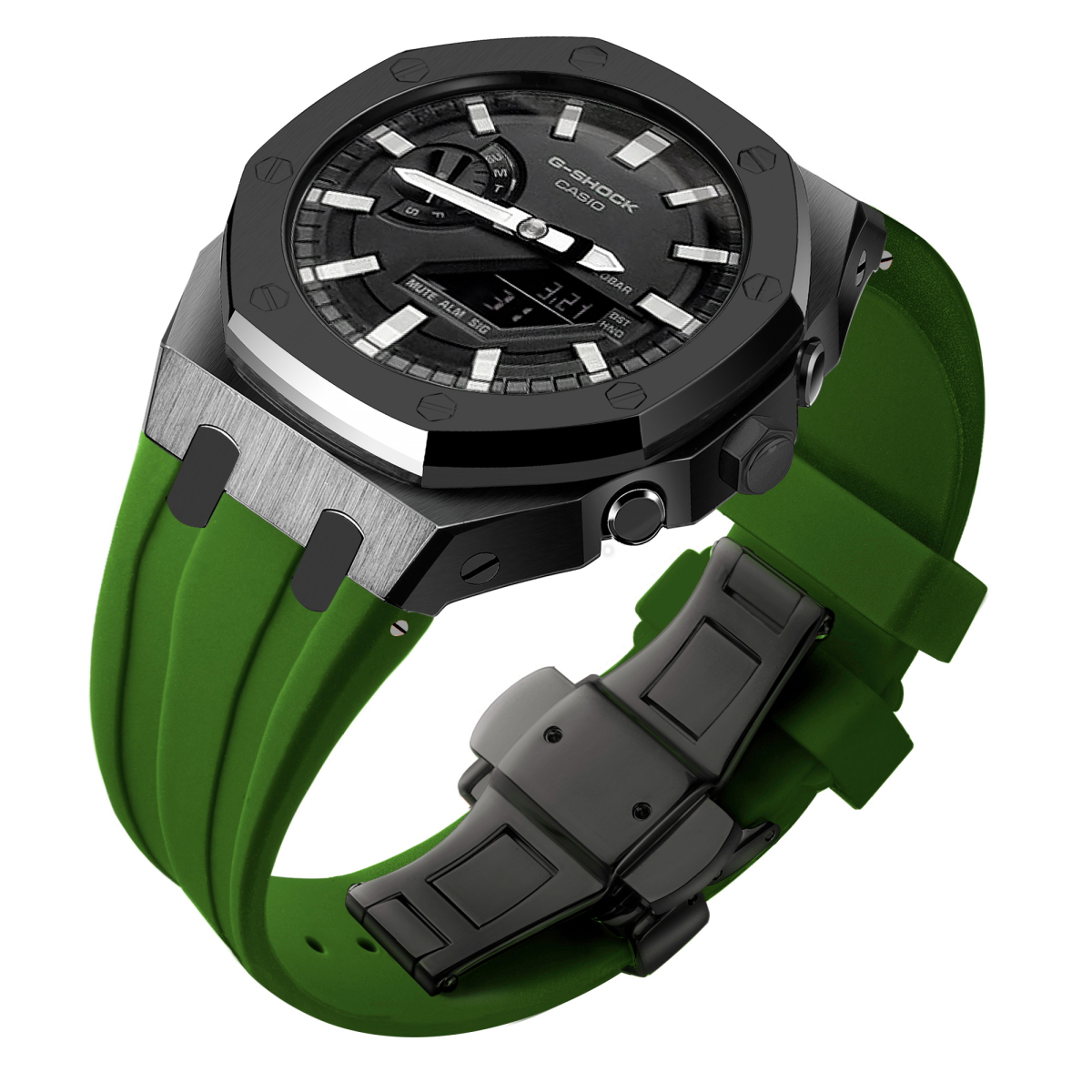 Coque noire-Ruban silicone*Vert