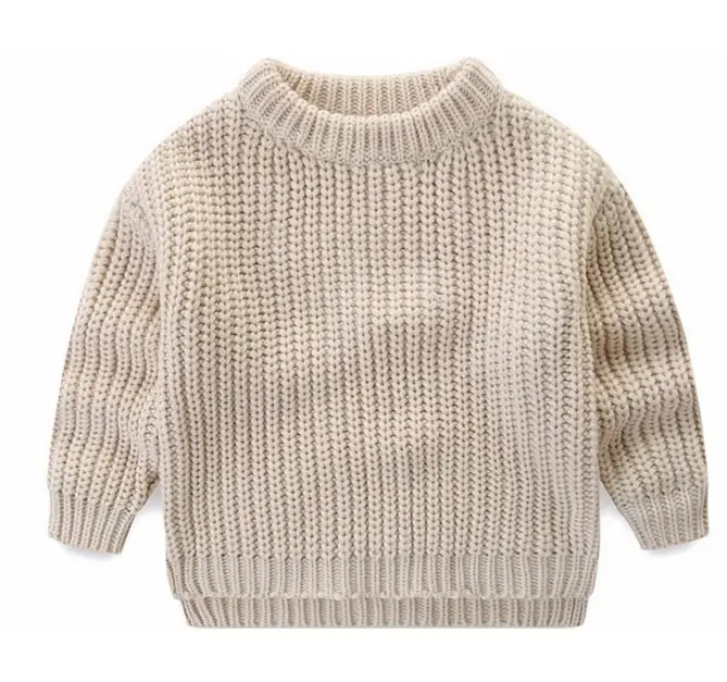 Jersey holgado Unisex de punto, suéteres hechos a mano de algodón para bebé, Color sólido