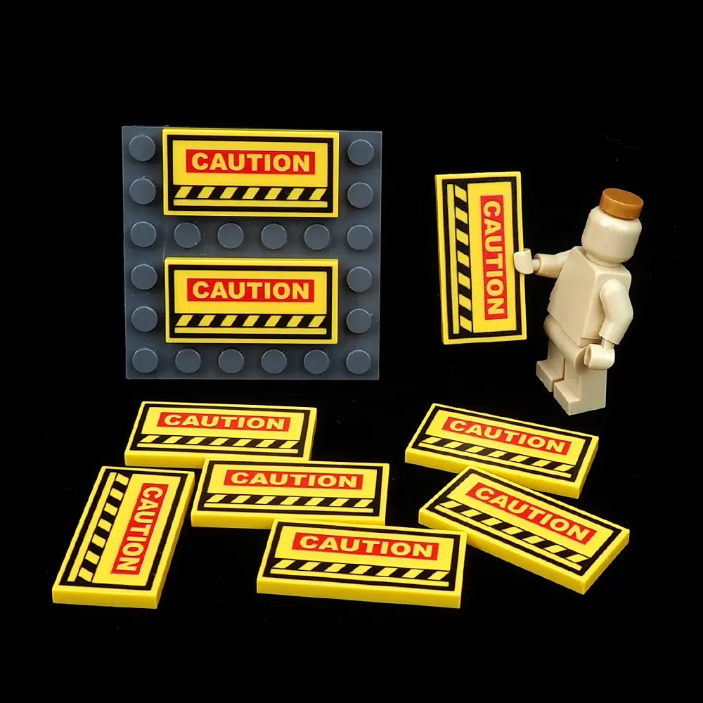 Figura PRECAUCIÓN Impresión 2x4 Ladrillos 87079 Precaución Modelo DE SEGURIDAD accesorios compatibles con juguetes de partículas pequeñas