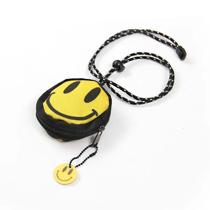 Niche design ins coin wallet Small mini earphone bag neck fashion brand smiley face key storage bag pendant