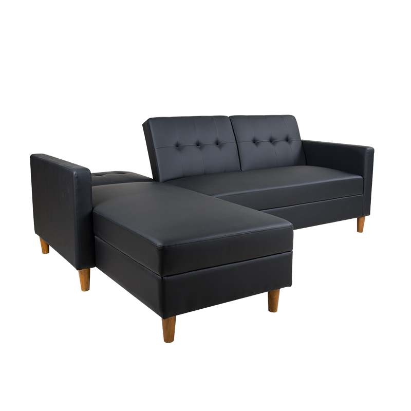Black Leather Sofa Lounge with Storage for Living Room Furniture Bed Sofa Sectional