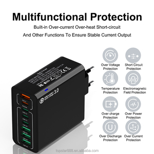 Yeni varış ab ABD BİRLEŞİK KRALLIK fiş şarj 8 USB portu cep telefonu duvar şarj QC 3.0 25W güç hızlı şarj adaptörü - Product Image 5