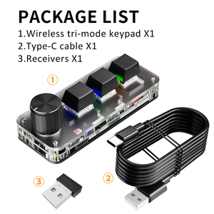 Teclado inalámbrico Bt de 3 teclas de 2,4G, perilla Macro, tecla de acceso directo para pegar, juego de deportes electrónicos, Mini Teclado mecánico con conexión en caliente - Product Image 5