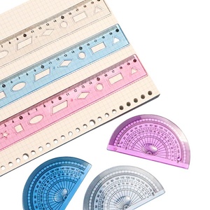 Yumuşak cetvel kırtasiye seti düz şekilli üçgen şekilli iletki ızgara cetvel dört Set şeffaf 20cm dalga cetvel - Product Image 2