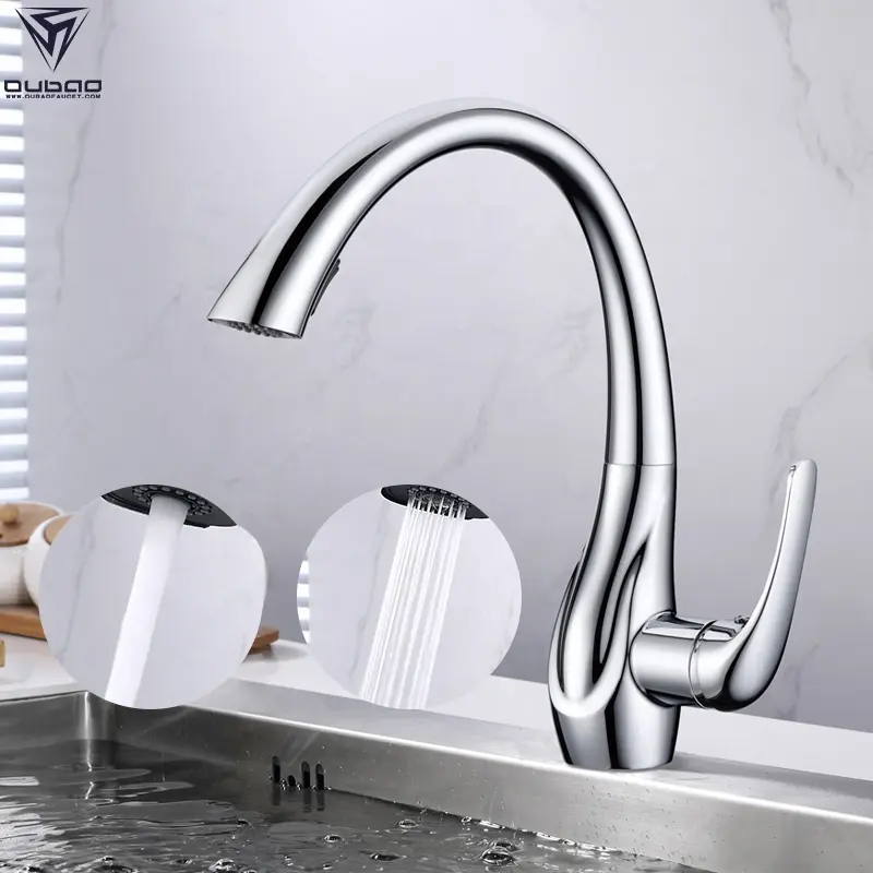 Basit tasarım stil güverte üstü karıştırıcılar dokunun krom kaplama mutfak lavabo musluğu