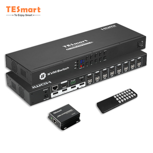 TESmart-Extensor de conmutador KVM, receptor y transmisor Tx Rx HDMI, extensión de 50m, 8 entradas, 2 salidas, divisor de conmutador KVM, 8x2