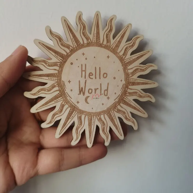 Hello world-Suministros artesanales de madera para niños, recuerdos de bebé, anuncio de nacimiento