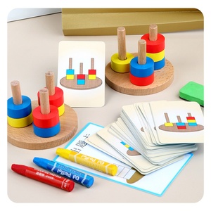 Three-Color Wooden Stacking Toy Column <strong>Cognitive</strong> <strong>S</strong> Sorter for 2-4 and 5-7 Years Game Teaching Tool - Product Image 1