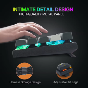 Teclado de ordenador para juegos mecánico intercambiable con cable retroiluminado de una sola luz 60% de 61 teclas, teclado para juegos de una sola luz 60%