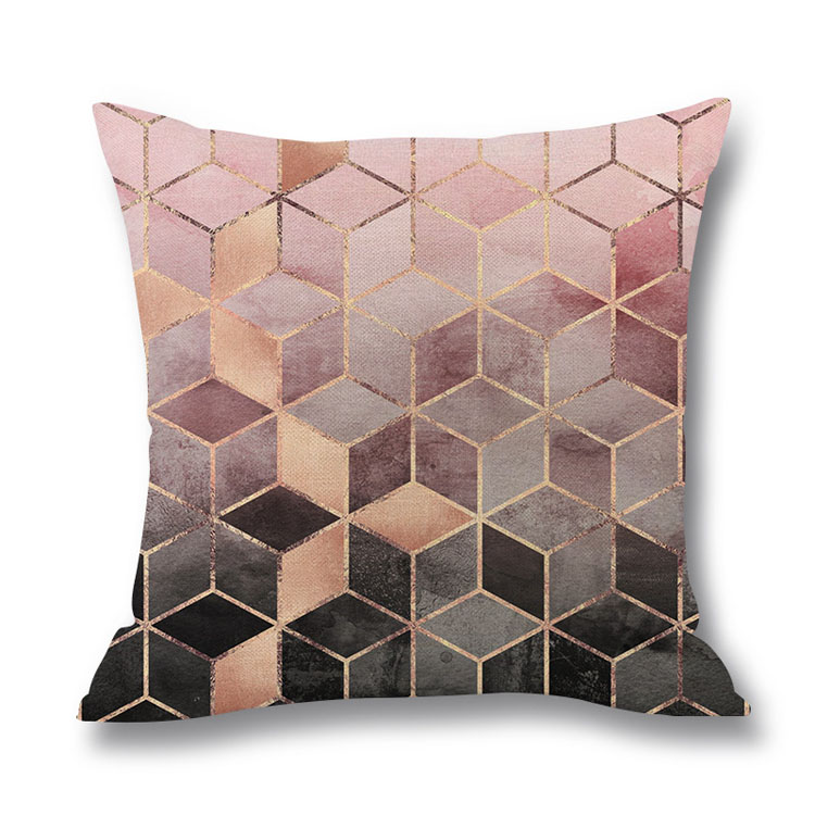 Colorful Geometric Digital Print Pillowcase Linen Cushion Cover