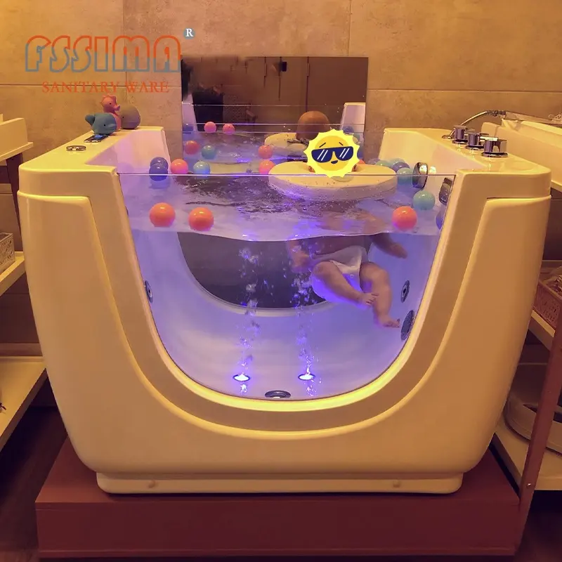 Baignoire d'hydrothérapie autoportante pour bébé, baignoire colorée à LED, baignoires de Spa pour enfants