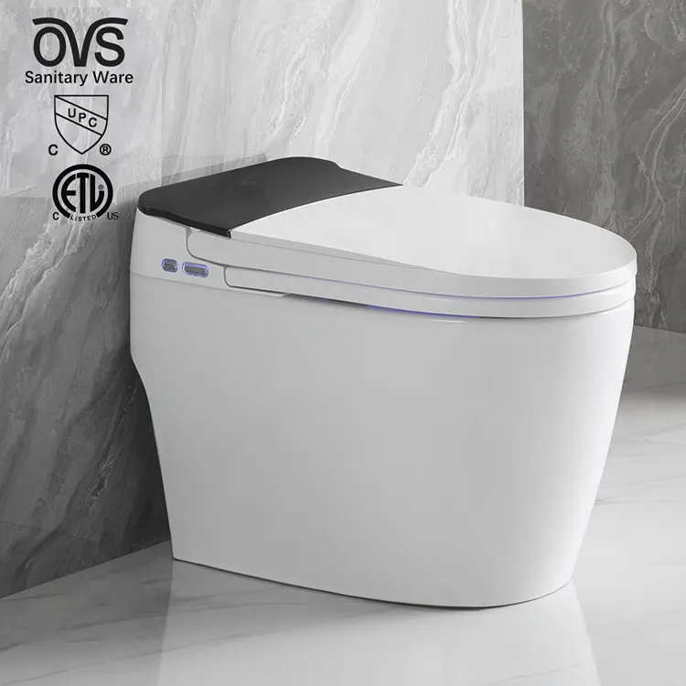 OVS Détecteur de chasse d'eau électrique pour salle de bain, toilette intelligente japonaise, une pièce, cuvette de toilette intelligente avec télécommande