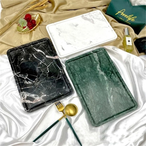 Sản Xuất Tại Trung Quốc Bắc Âu Tùy Chỉnh Đá Cẩm Thạch Bột Ban Sang Trọng Tự Làm Hình Chữ Nhật Đen Đá Cẩm Thạch Khay Sắp Xếp Bàn Khay Lưu Trữ - Product Image 1