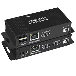 60M HDMI KVM扩展器HDMI扩展器，带通用串行总线KVM控制RJ45 60m IP 6类POC鼠标发射器接收器，用于电脑 - Product Image 1