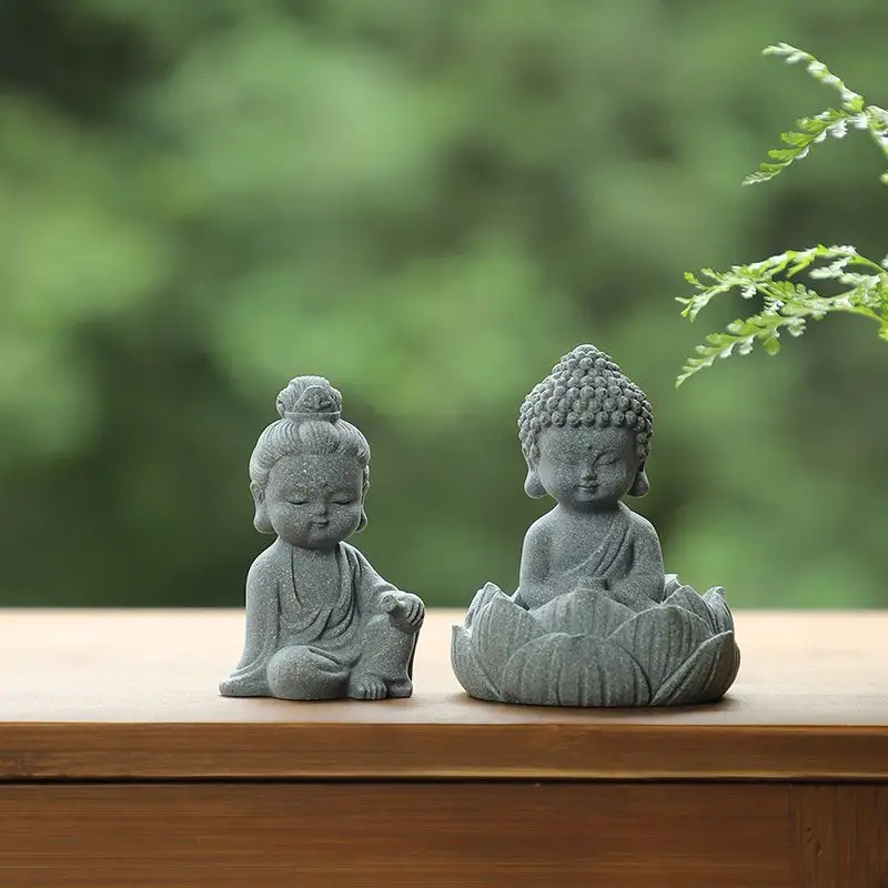 Chinese Style Sandstone Landscape Buddha Statue Tathagata Tea Pet Small Ornaments Landscaping Decorations Craft Gift Home Decor