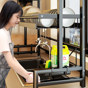 Lavabo üzerinde bulaşık kurutma rafı mutfak rafı paslanmaz çelik ayakta süzgeç depolama tutucular & raf ayarlanabilir mutfak kurutma raf - Product Image 2
