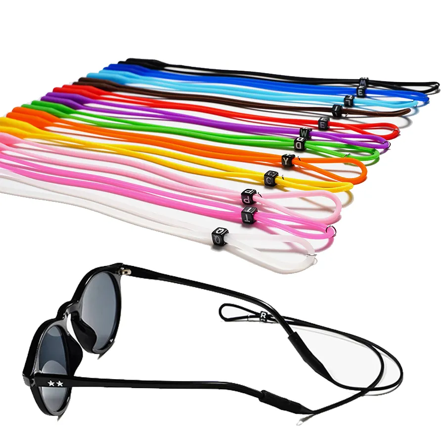 Ayarlanabilir silikon spor gözlükler tutucu askı, güvenlik gözlük boyun kordon dize özel güneş gözlüğü sapanlar