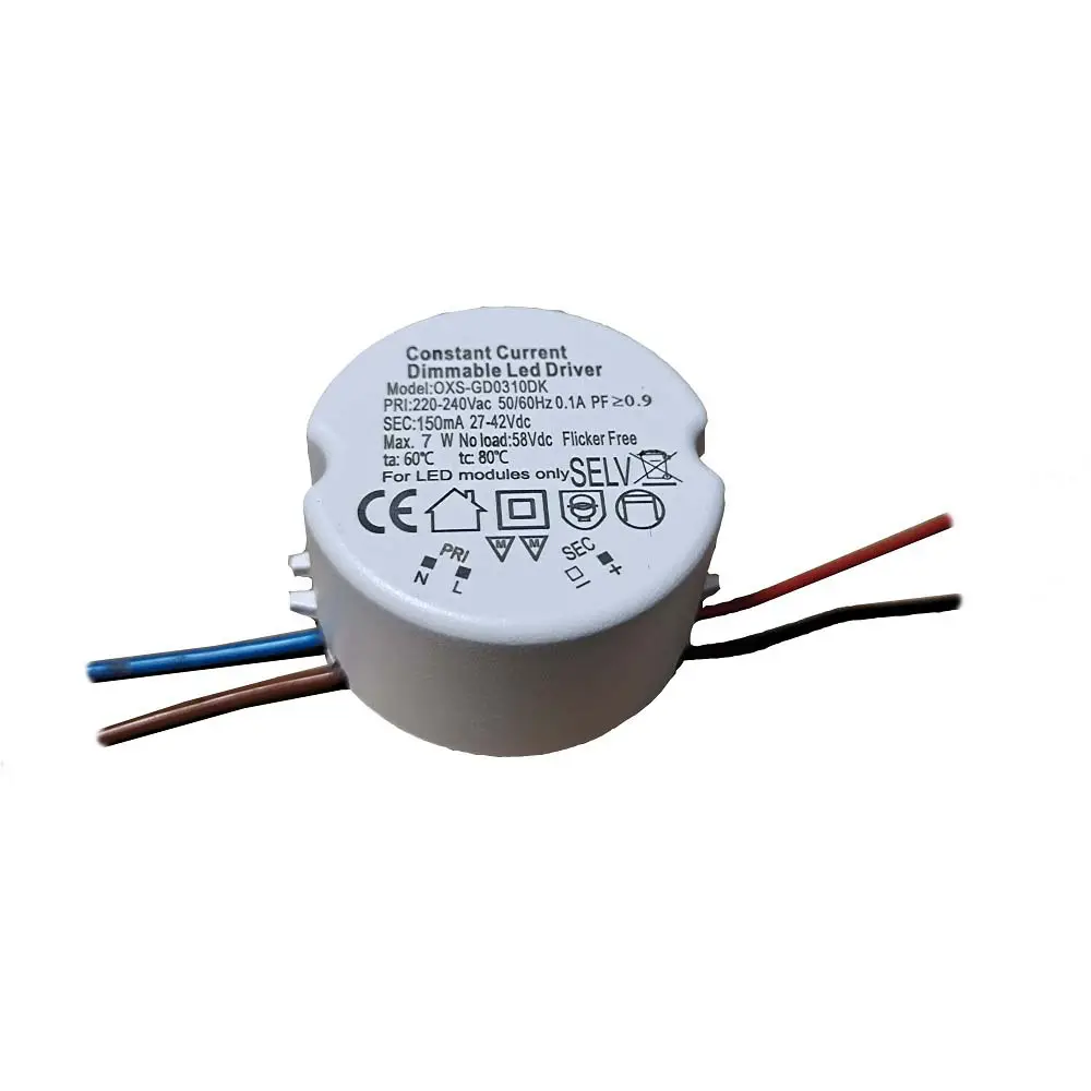 Sortie SELV Led Driver 7W 10W 15W Courant Constant Triac dimmable Led Driver Rond