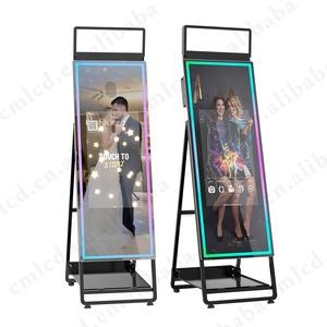 CHIMEE Newest 62 Inch Mirror 32 Inch <strong>LCD</strong> Touch Screen <strong>Monitor</strong> Photo Booth LED Frame Kiosk <strong>with</strong> Camera and Printer for Events