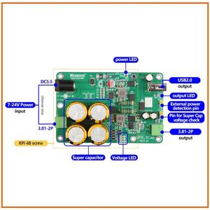 Raspberry Piおよび組み込みシステム用のスーパーコンデンサーベースのUPS電源、7-24v入力、5vまたは12v出力 - Product Image 4