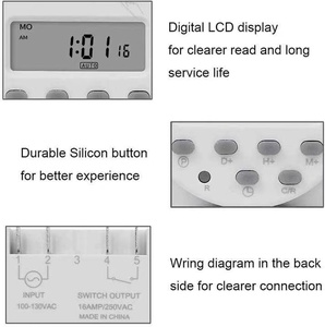 CN101A Zeit schalter 12V 24V 16A Mit regens icherer Abdeckung Wöchentlich programmier bares digitales <span class=keywords><strong>Timer</strong></span>-Relais 110V 220V <span class=keywords><strong>Timer</strong></span>