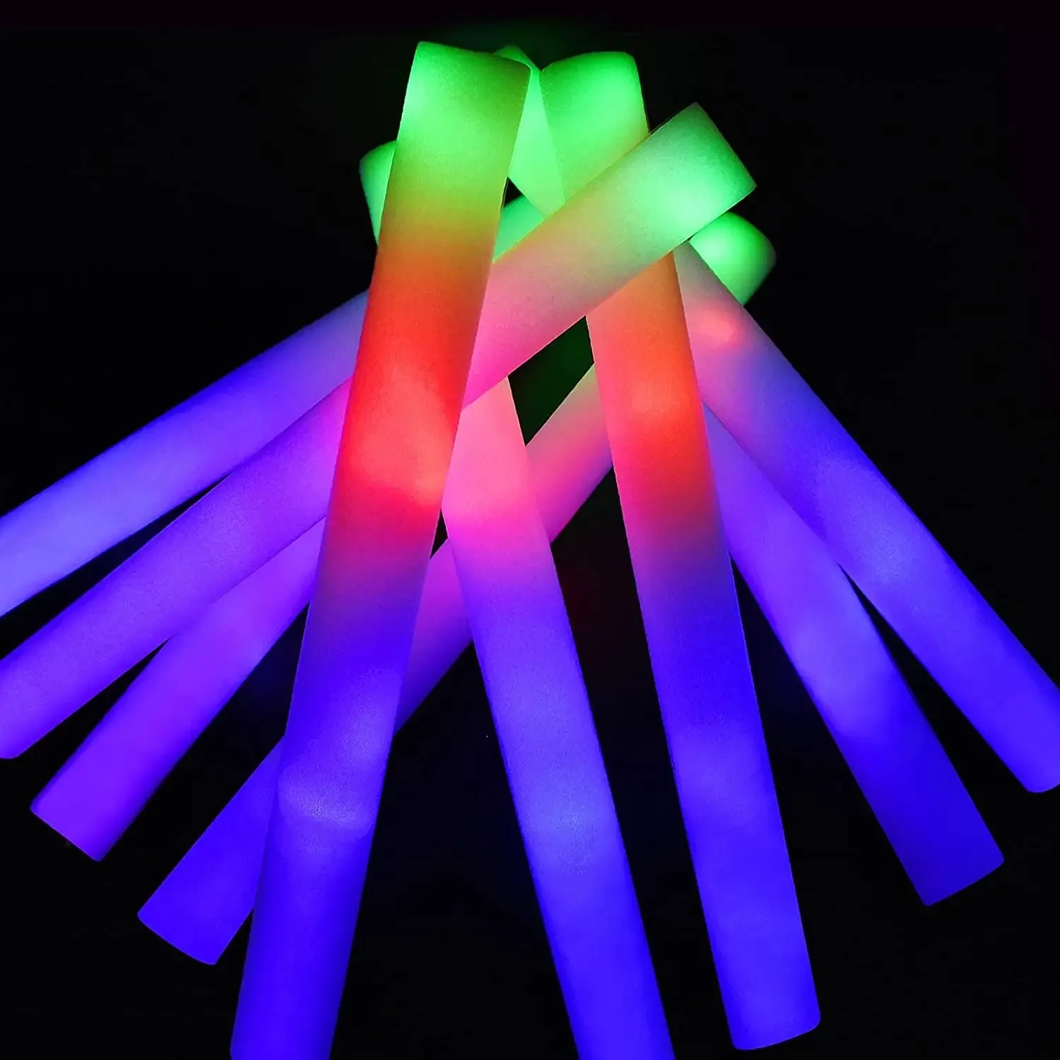 Venta caliente Suministros para fiestas Espuma intermitente multicolor LED Light Up Foam Sticks Led Foam Glow Stick