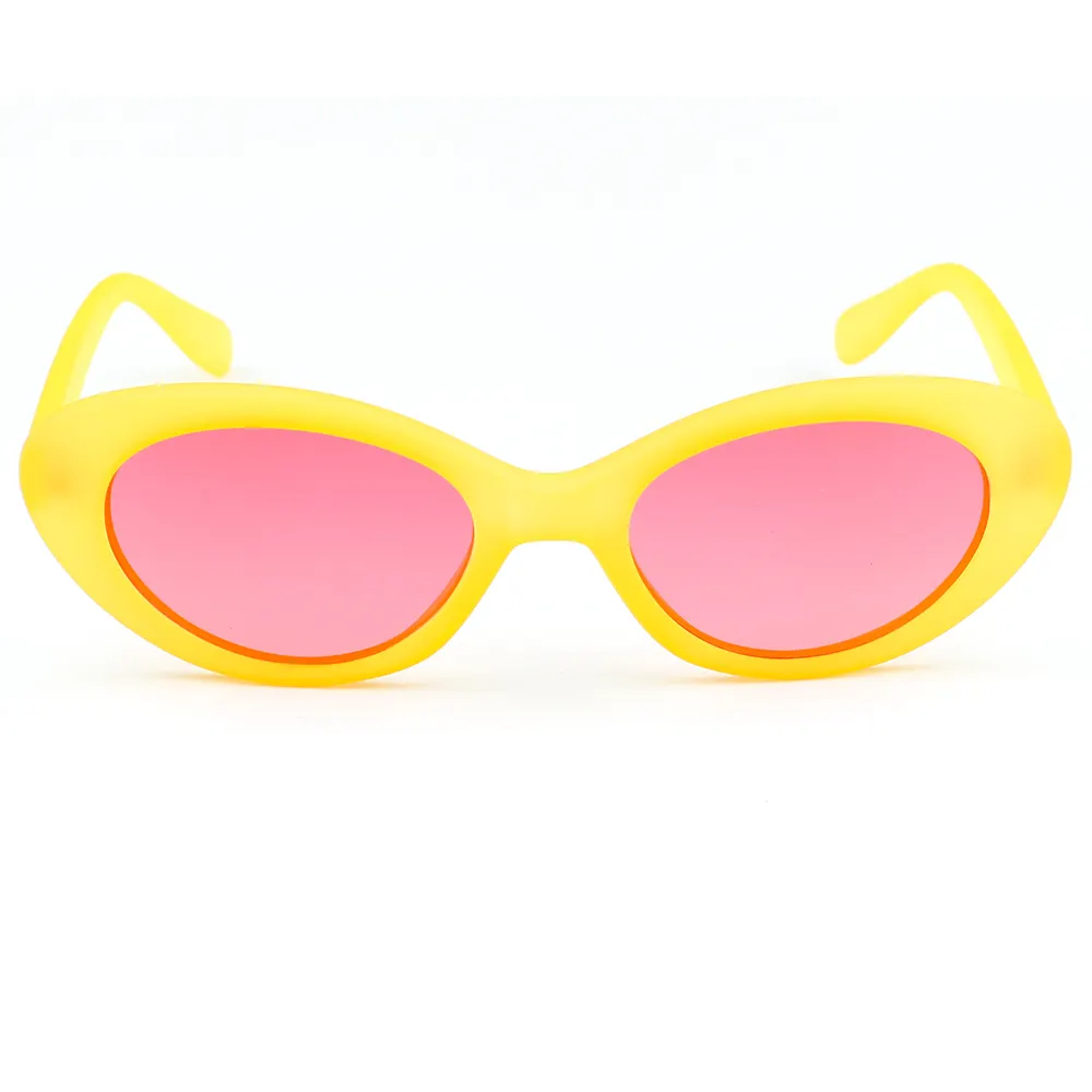 格安ファッションメンズtr90偏光楕円形黄色フレームサングラス