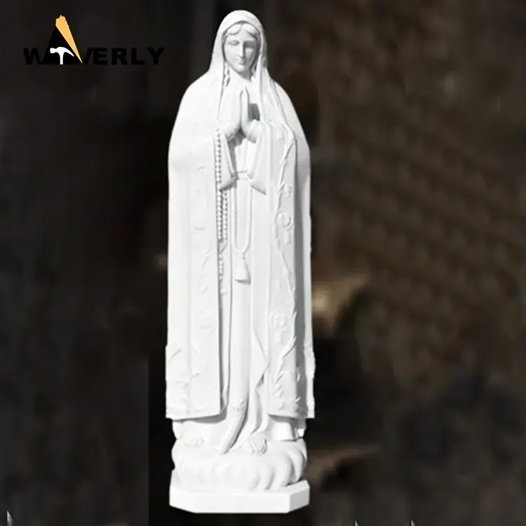 Cattolica Madonna Di Fatima statua marmo a grandezza naturale nostra signora Bless Virgin Mary Statue Di Fatima sculture e sculture in pietra