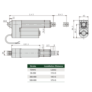 محرك خطي كهربائي PrimoPal CNC بسرعة 6~15 مم/ثانية وطول 150 مم وقوة 1000 نيوتن مقاوم للماء IP66 مع برغي كروي 12 فولت 24 فولت تيار مستمر - Product Image 5