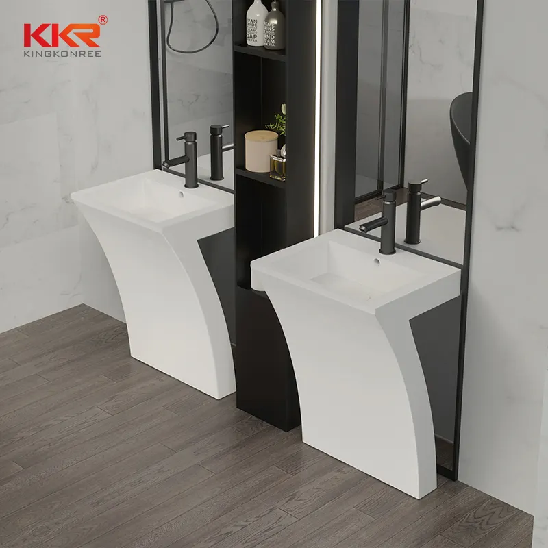 Kkr-fregadero de baño moderno, lavabos de Arte de superficie sólida, lavamanos blanco brillante, productos calientes