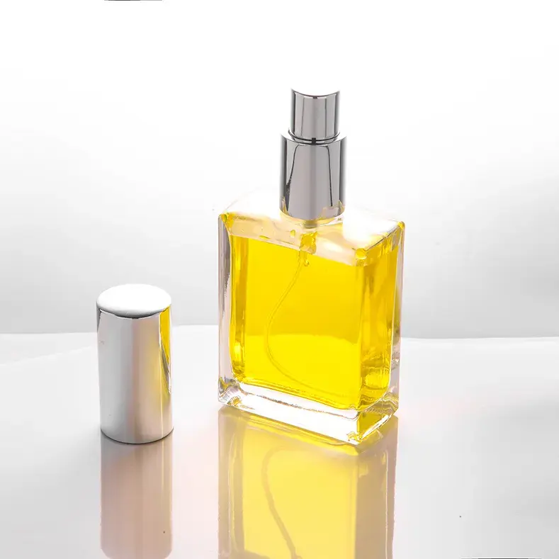 Holesale-botellas de perfume de lujo personalizadas, espray de vidrio vacío rectangular y cuadrado, 30 ml y 50 ml