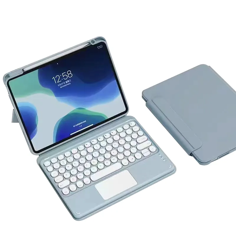 Cocok untuk IIPad Mini6 (8.3 inci) casing pelindung silikon magnetik Keyboard dipersonalisasi Tutup bulat Keyboard nirkabel