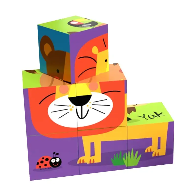 Kinder Kreative Puzzles 6 in 1 Baby Lernspiel zeug Big Animals Cube Puzzle