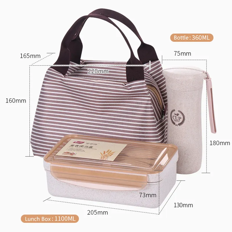 Kids School Eco Food Container Haixin Microwaveable Bento Lunch Box Wheat Straw Box With Water Bottle And Lunch Bag