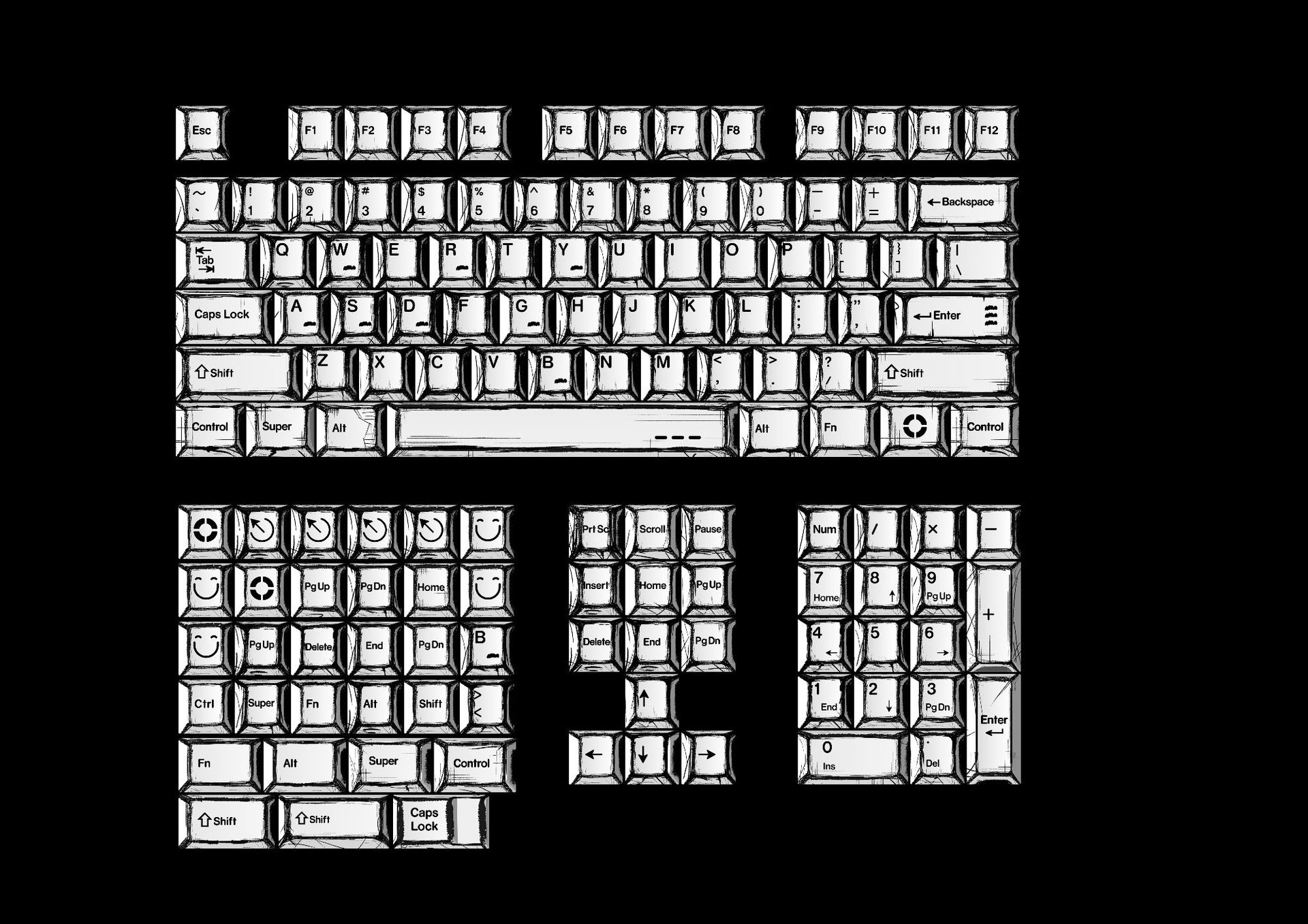 Sac à clés blanc à cent lumières mixtes de dessin animé-136