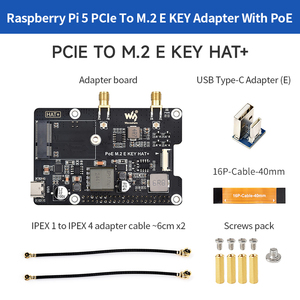 Placa de expansión ATP-PCIe a M.2 E KEY con POE HAT + compatible con conexión USB Bluetooth para Raspberry Pi 5 - Product Image 6