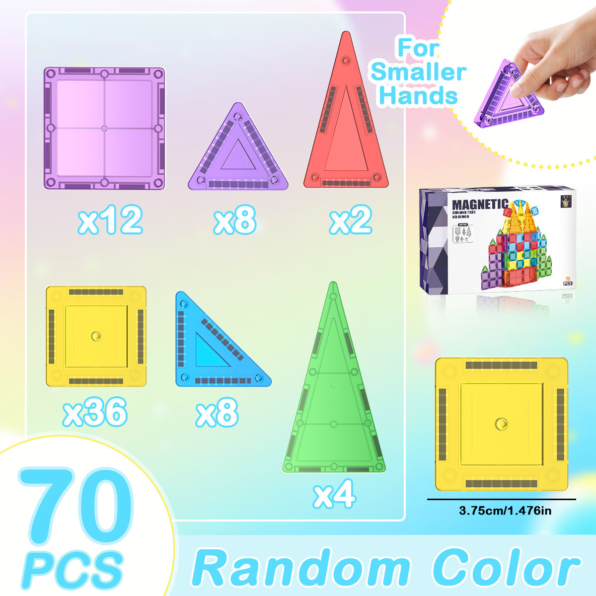 Lámina magnética de 3,75 cm -70 piezas