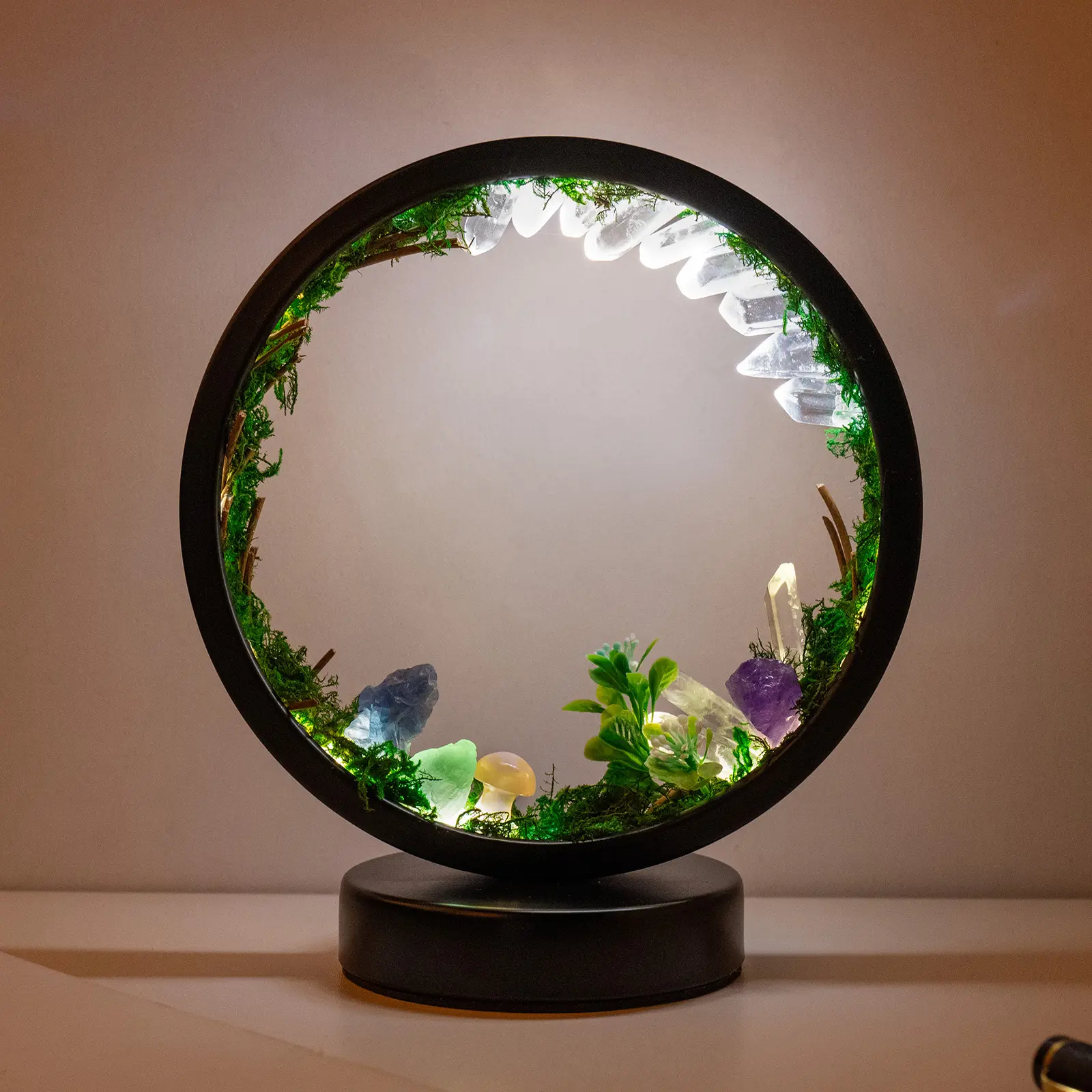 wholesale Natural forest round crystal lamp crystal heal stone night light can be customized Christmas Children's Gifts