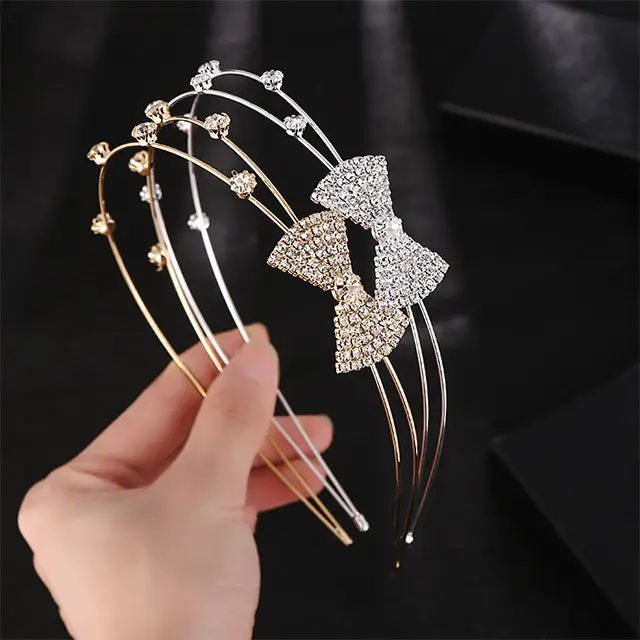 Ruigang-accesorios para el cabello para mujer, temperamento de lujo con lazos, diadema de Metal con diamantes